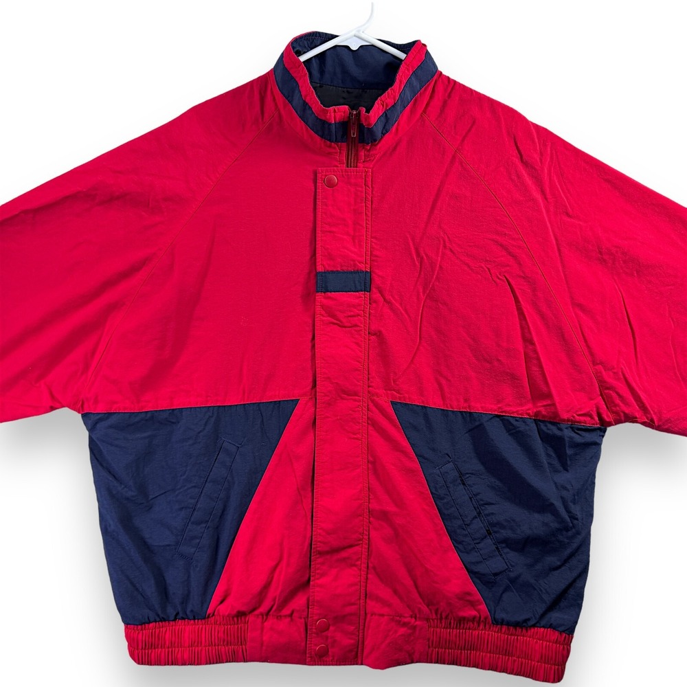 Vintage 90s Hilton Active Apparel Mens Jacket Red Fleece Lined Windbreaker XL